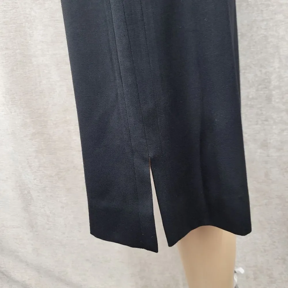 Louis Feraud Vintage Wool Pleated Black Midi Skirt